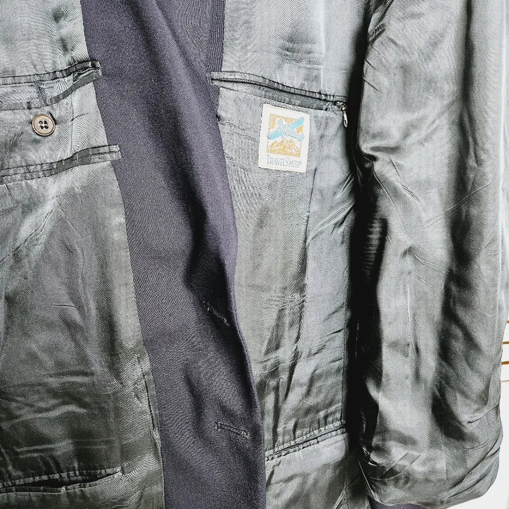 TravelSmith Men's Navy Blue Wool Blend Blazer Size 42L - Picture 15 of 16